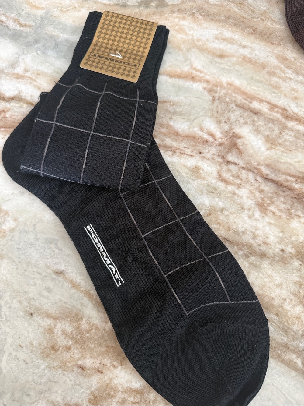 Black Windowpane Men's Dress Socks - Unbranded